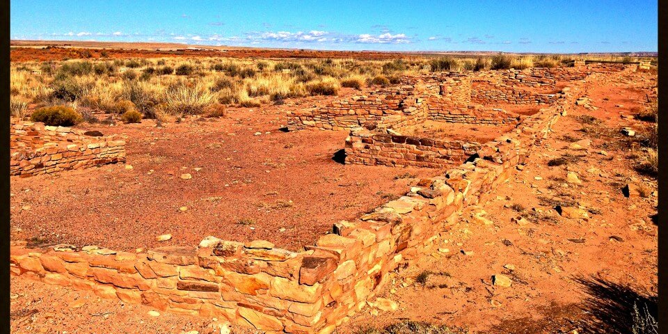 Ancient 8,000 year-old Arizona ruins in the Petrified Forest.