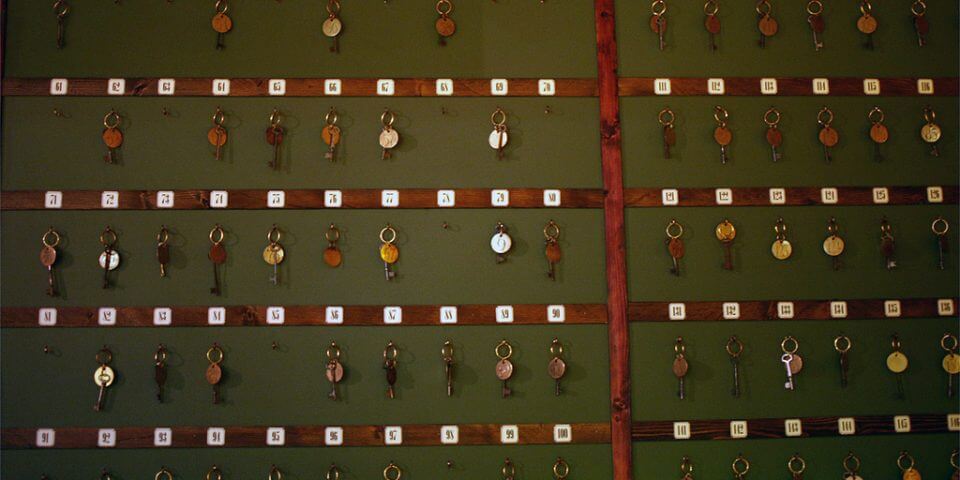 Keys hanging up in McKittrick Hotel New York.