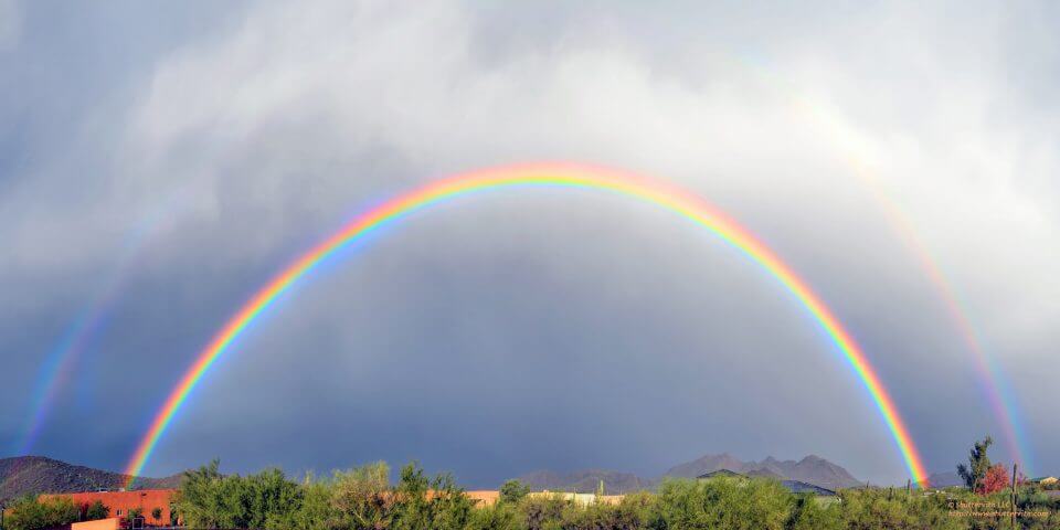 Pictures of double rainbows in Cave Creek, Arizona.