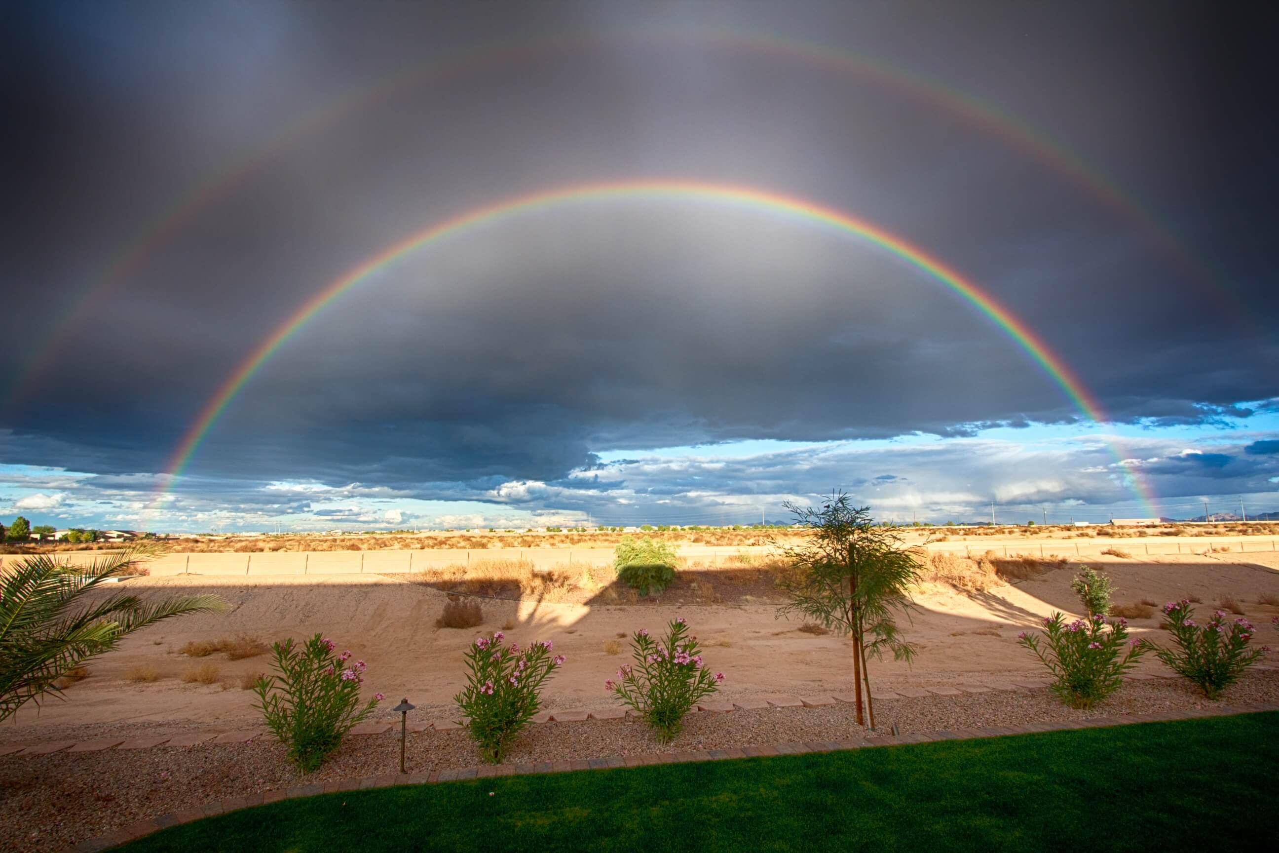 Double rainbow over the Arizona desert.