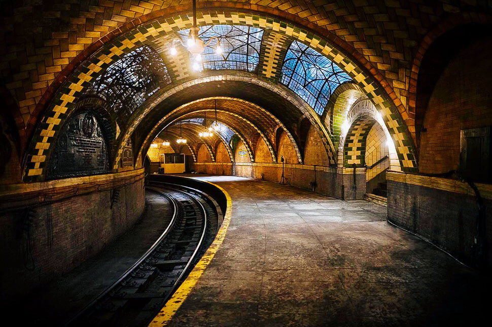 Archways in the City Hall subway station. A place to visit below New York.