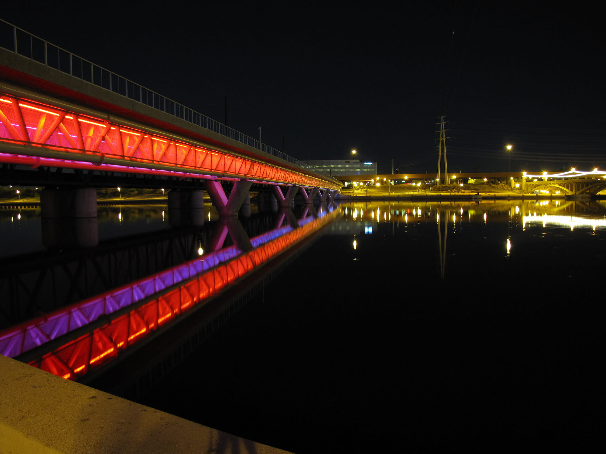 Night shot of the bridge at Tempe Beach Park. Flickr User Jeff M