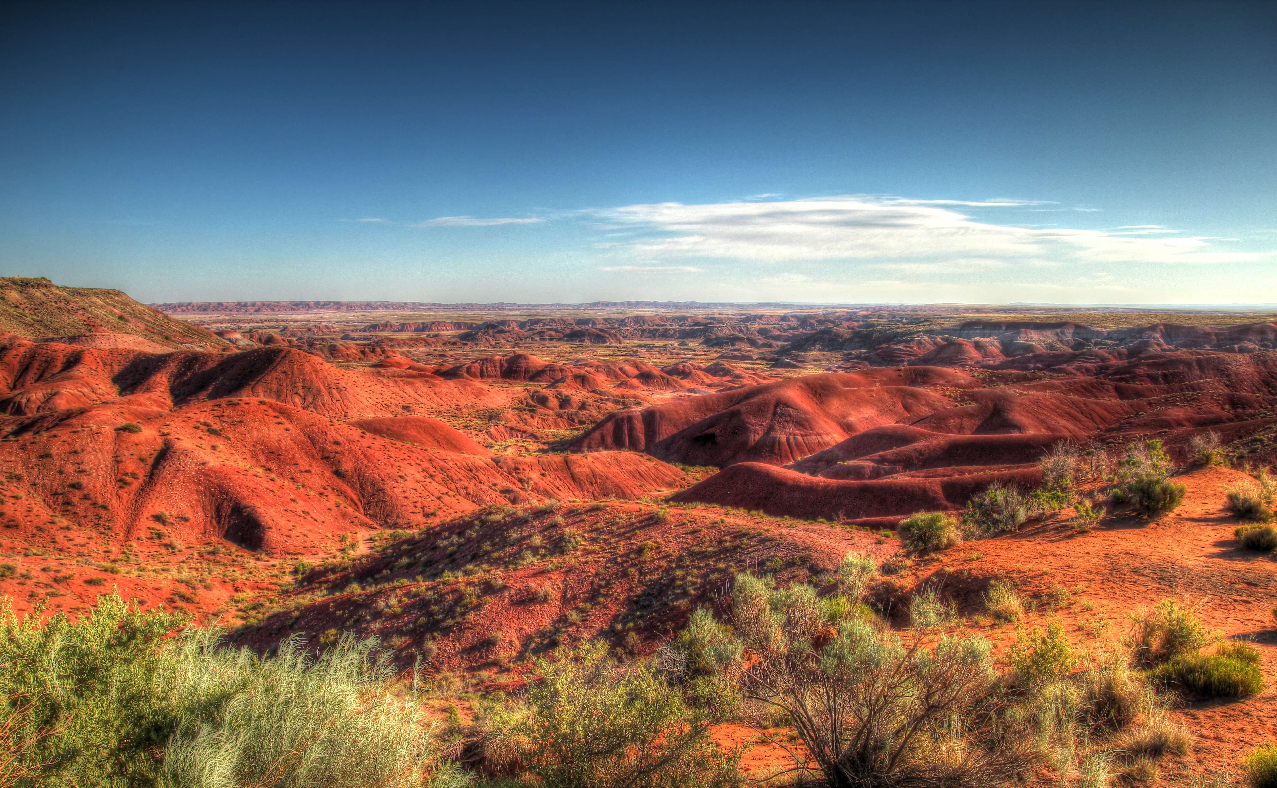 Shot looking over the Painted Desert landscape.