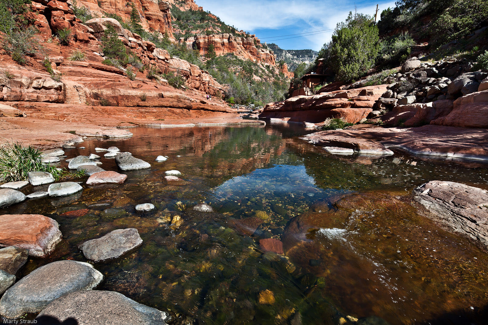 Stagnant clean water reflects the red Sedona mountains.
parksphotos.com