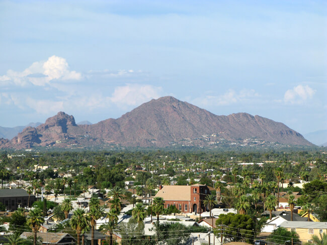 Camelback Mountain in the background of Phoenix, Arizona/