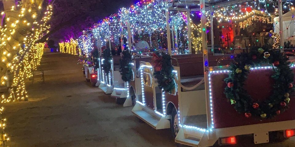 The Illumination Express parked outside at Schnepf Farms. 