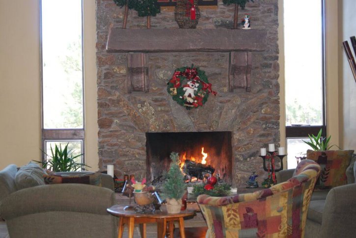 Lakefront Estate Fireplace