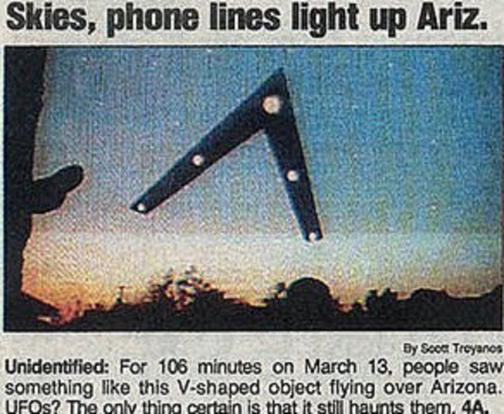 Old Newspaper Article Phoenix Lights USA Today