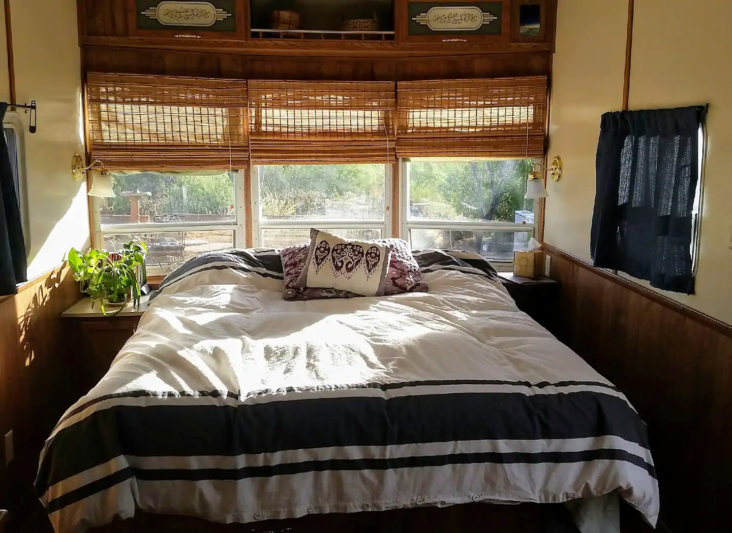 Bed in RV tucson airbnb