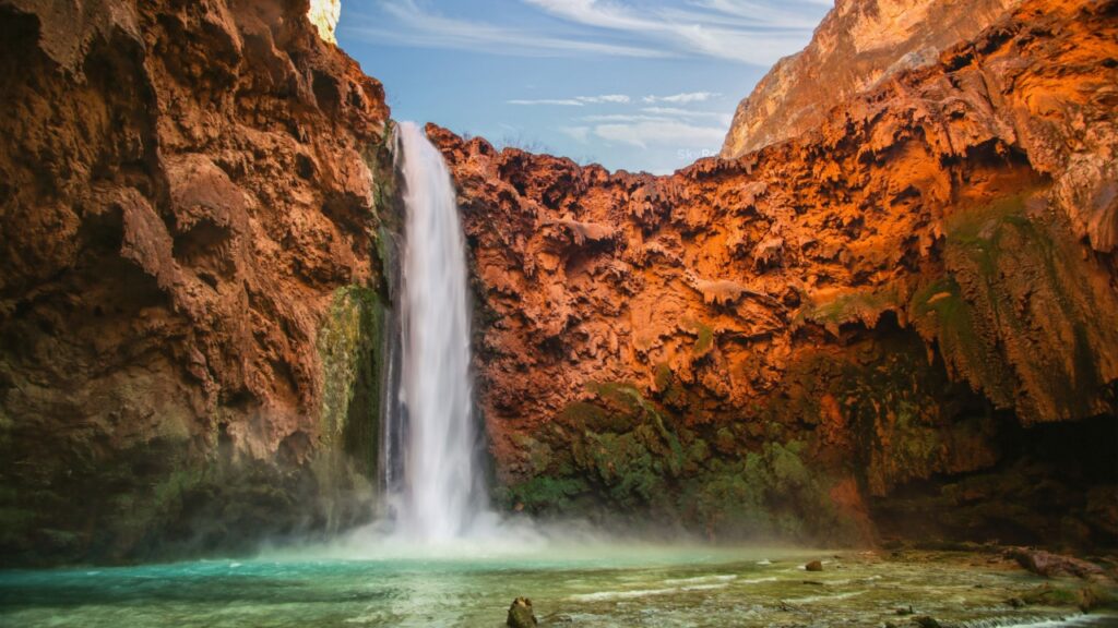 Havasu Falls is a waterfall of Havasu Creek in the Grand Canyon, Arizona, United States.
