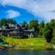 LAKE PLACID, NEW YORK - AUGUST 20, 2020: Award-winning Lake Placid Lodge. It is the only hotel located directly on the shores of Lake Placid