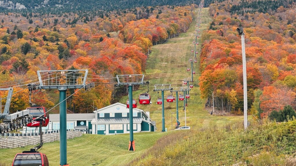 Stowe Vermont Ski lift fall foliage