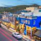 Park City, Utah, USA town skyline over Main Street at twilight.